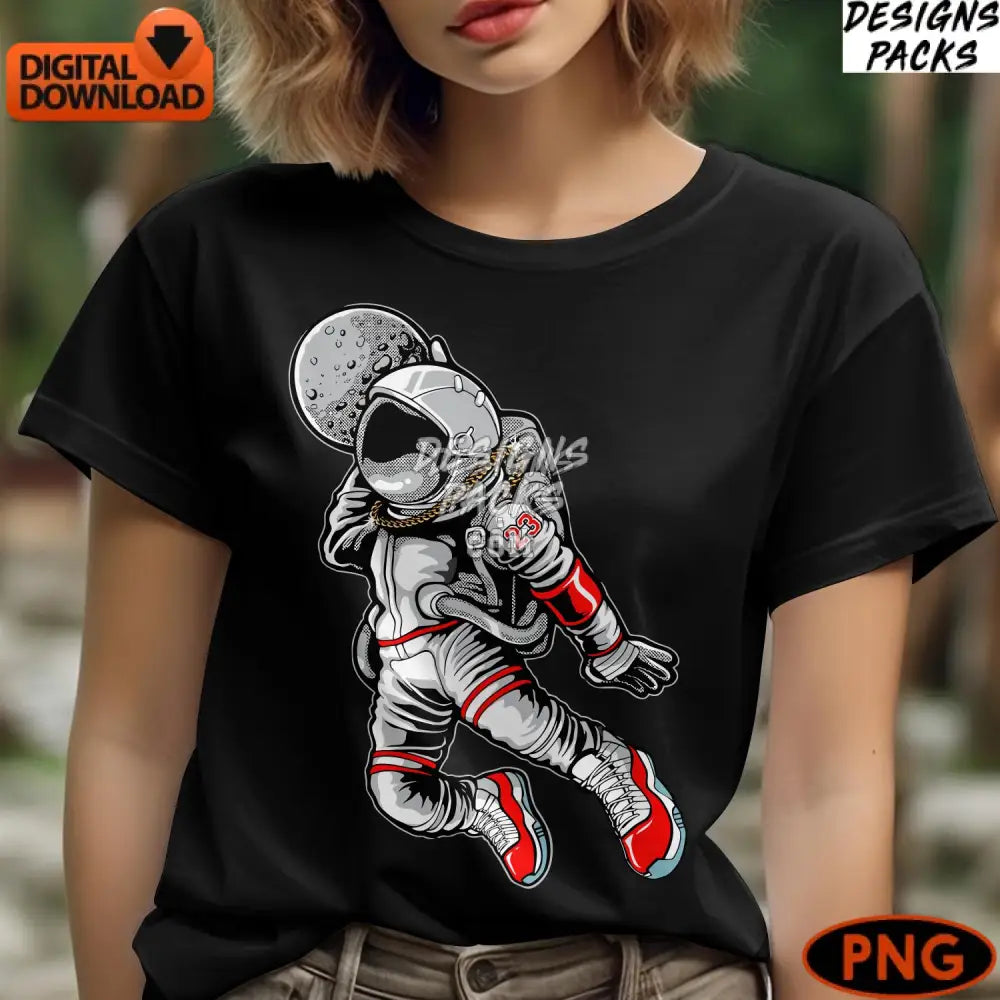 Astronaut Basketball Player Digital Art Space Sports Png Modern Instant Download