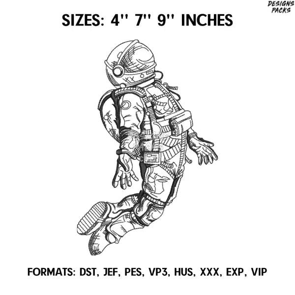 Astronaut Embroidery Design File Pes, Art Embroidery design, Art Design