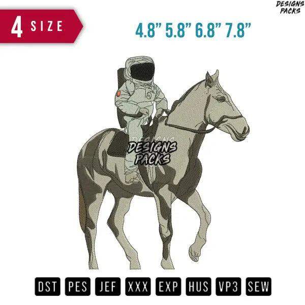 Astronaut Horse Embroidery Design