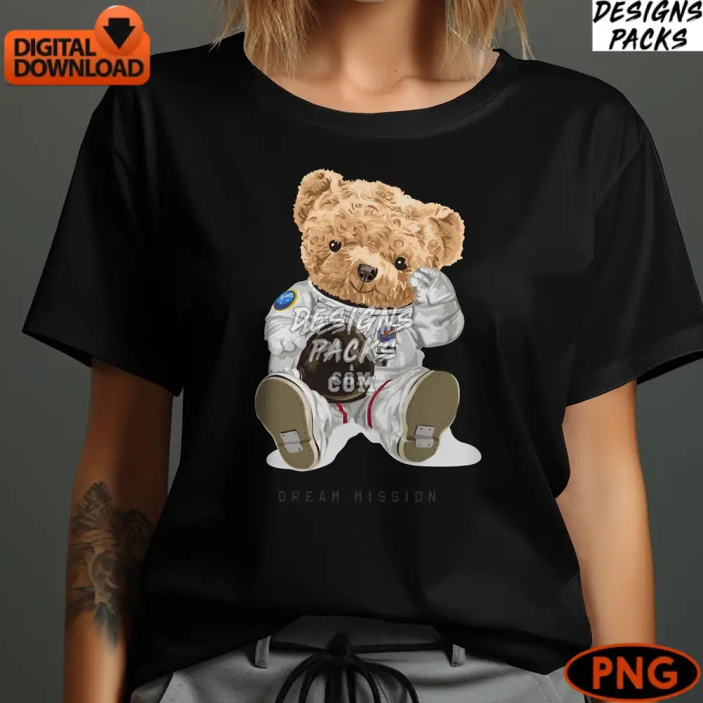 Astronaut Teddy Bear Digital Png Cute Space Illustration Kids Instant Download