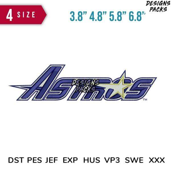 Houston Astros embroidery design in 4 sizes, DST PES JEF formats, print-ready for apparel