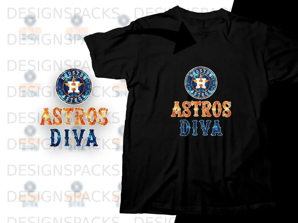 Houston Astros DIVA graphic on black t-shirt.