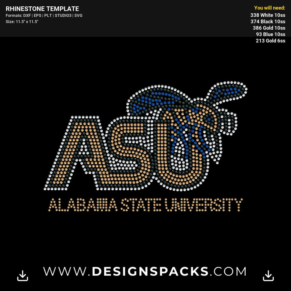 Asu Fill In Logo Rhinestone Digital Template