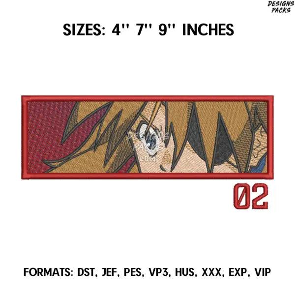 Asuka Embroidery Design File, Evangelion 02 Anime Embroidery Design,, Design Pes Dst Format
