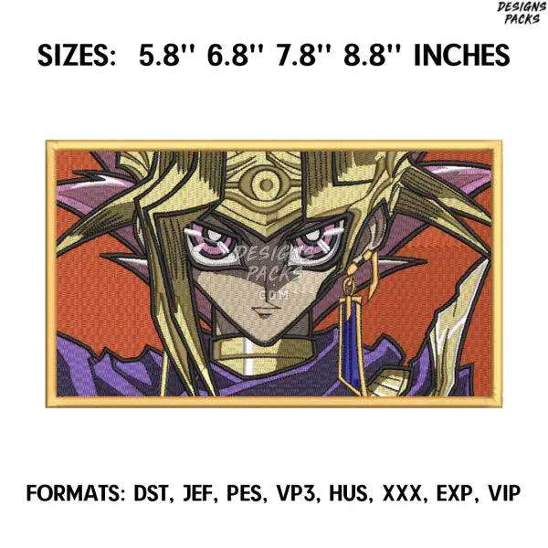 Atem dark side of dimensions Embroidery Design File, Anime Embroidery Design, Machine embroidery, Anime Pes Design
