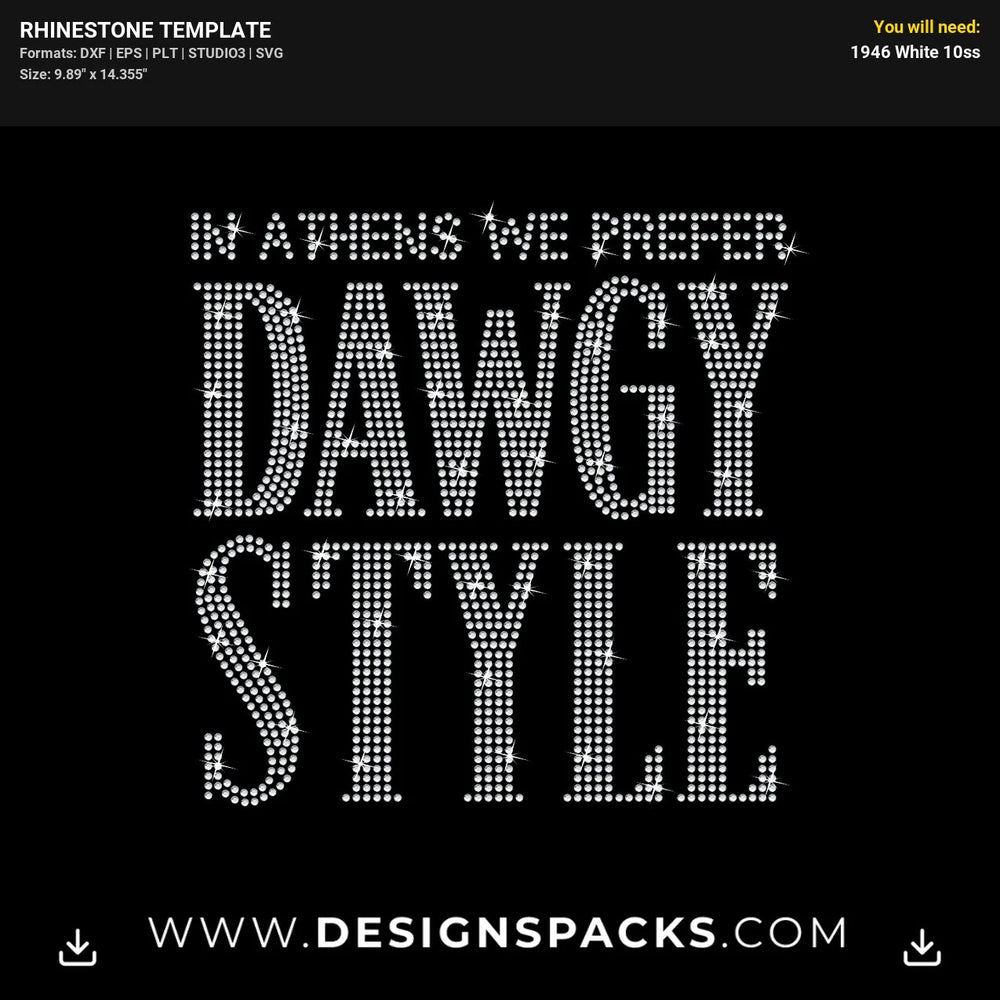 Athens Prefer Dawgy Style Rhinestone Digital Template