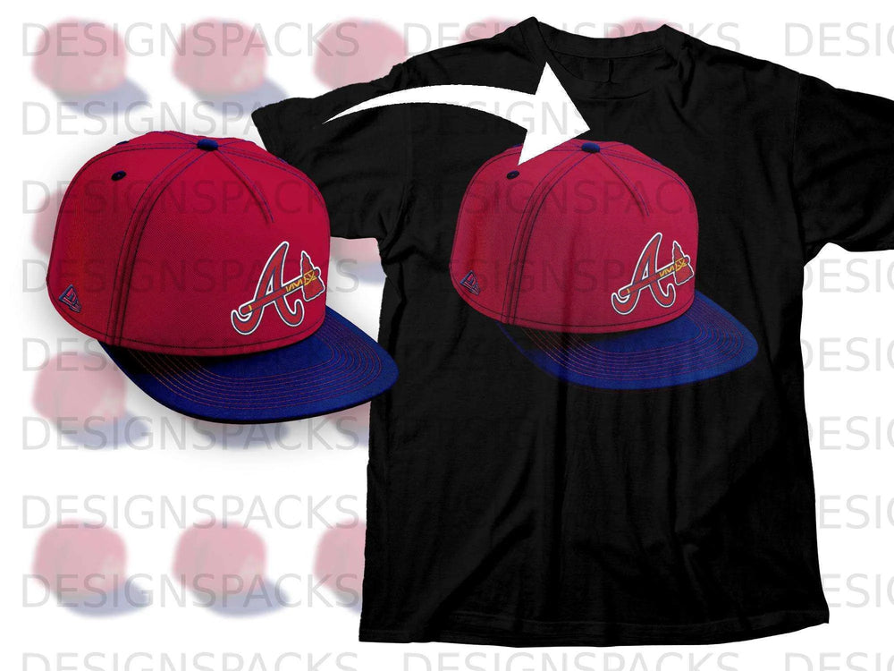 Stylish Red and Blue Cap with A Logo Graphic T-Shirt
