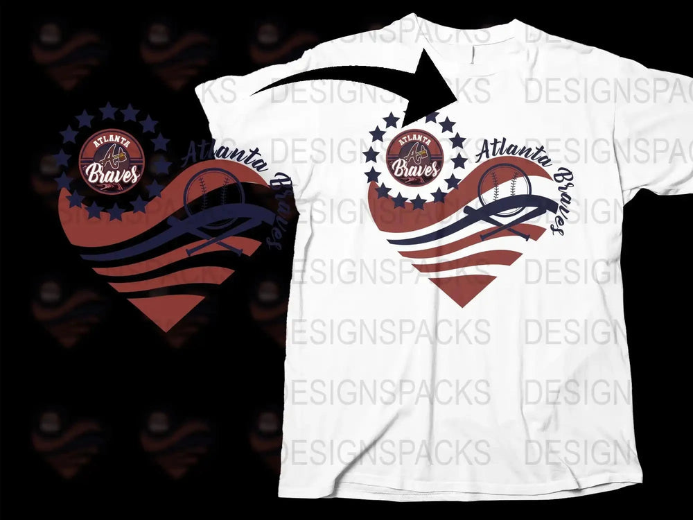 Atlanta Braves Heart Design Baseball Fan Png Digital Download