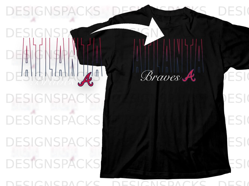 Black t-shirt with Atlanta Braves logo and text on the front.