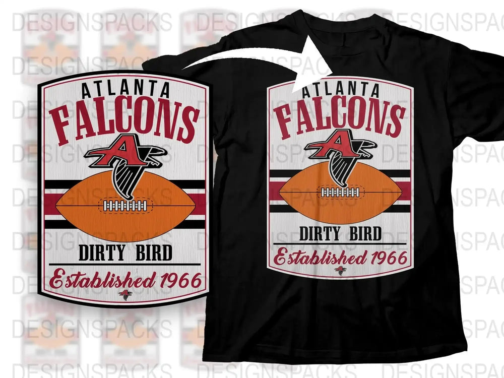 Atlanta Falcons Dirty Bird T-Shirt, Vintage Football Graphic Tee, Established 1966 Apparel