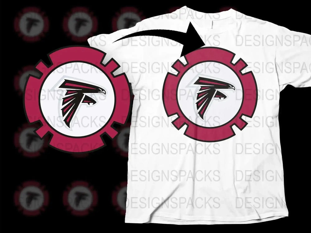 Atlanta Falcons Inspired T-Shirt, Red and White Sports Team Logo Tee, Football Fan Apparel