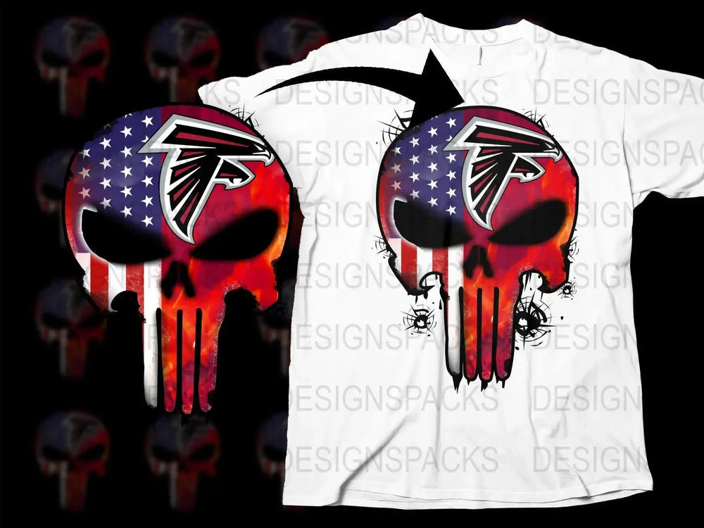 Atlanta Falcons Punisher Skull Logo Graphic Png Digital Download