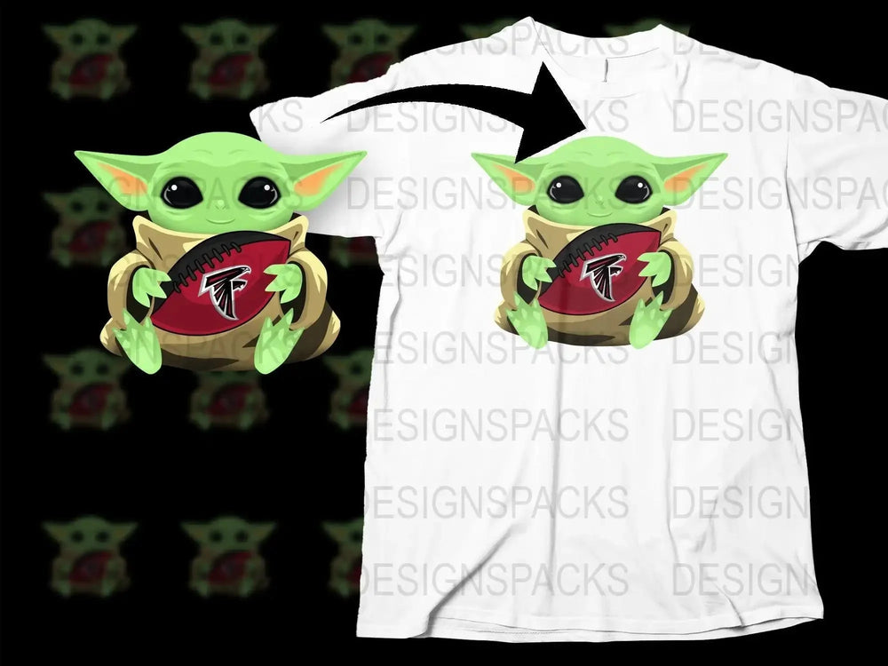 Atlanta Falcons Yoda The Child Holding Football Png Digital Download