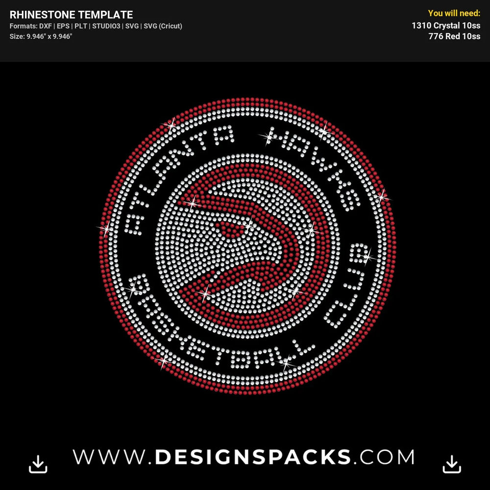 Atlanta Hawks Basketball Team Logo Rhinestone Digital Template