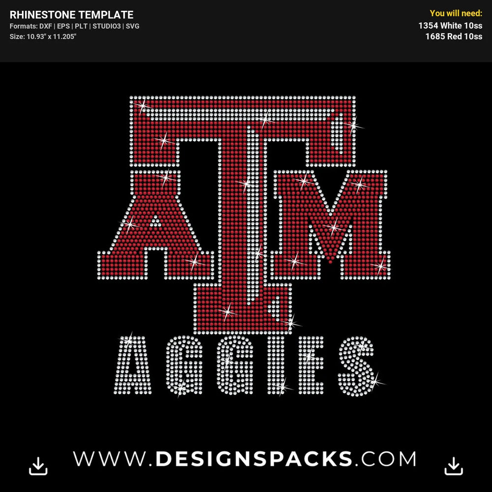 Atm Aggies Rhinestone Digital Template