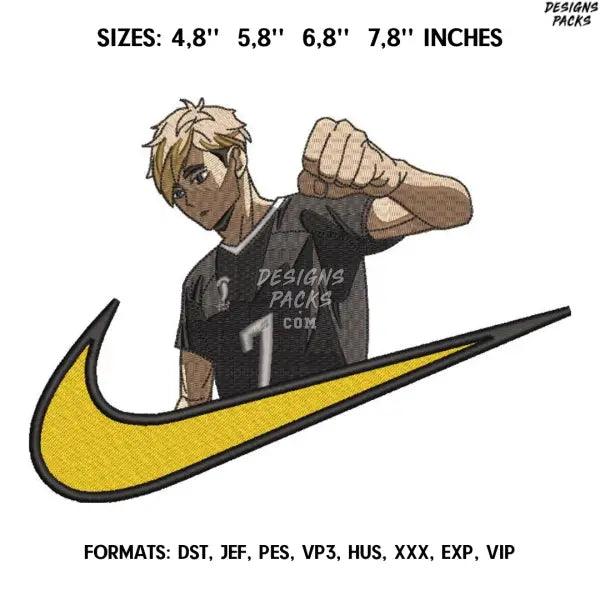 Atsumu Miya Haikyuu swoosh Embroidery design file pes. Anime embroidery pattern.4.8/ 5,8 /6,8 /7,8in. Haikyuu pes design