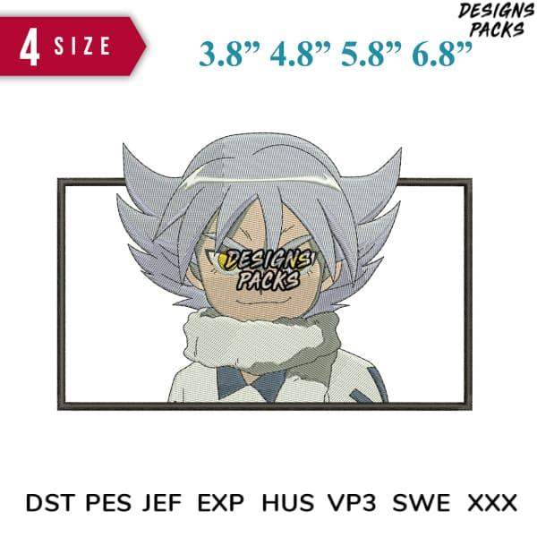 Anime character embroidery design in 4 sizes, compatible with DST PES JEF formats for instant download.
