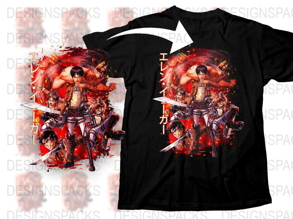 Anime Graphic T-Shirt, Attack Inspired Dynamic Art Print, Unisex Japanese Manga Tee, Collector's Edition Black Shirt