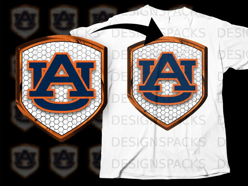 Bold Hexagonal Shield Design T-Shirt with 'AU' Logo