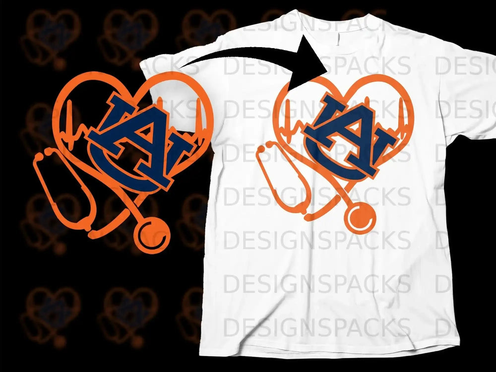 Auburn Heartbeat Stethoscope Design T-Shirt