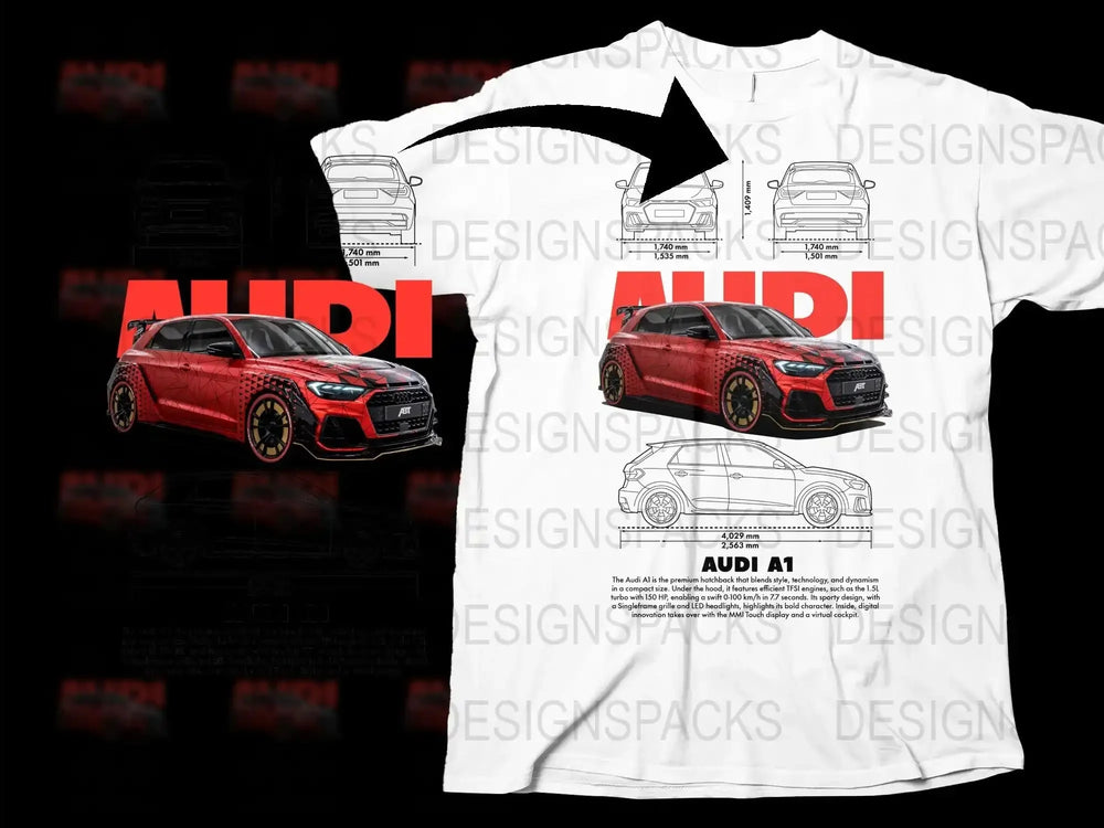 Audi A1 Red Car Graphic T-Shirt, Automotive Enthusiast, Racing Apparel, Sporty Tee Design, Car Lover Gift Idea