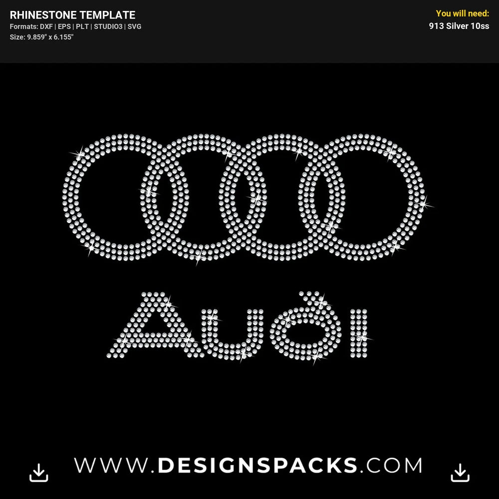 Audi Car Logo Emblem Design Rhinestone Digital Template