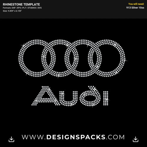 Audi Car Logo Emblem Design Rhinestone Digital Template