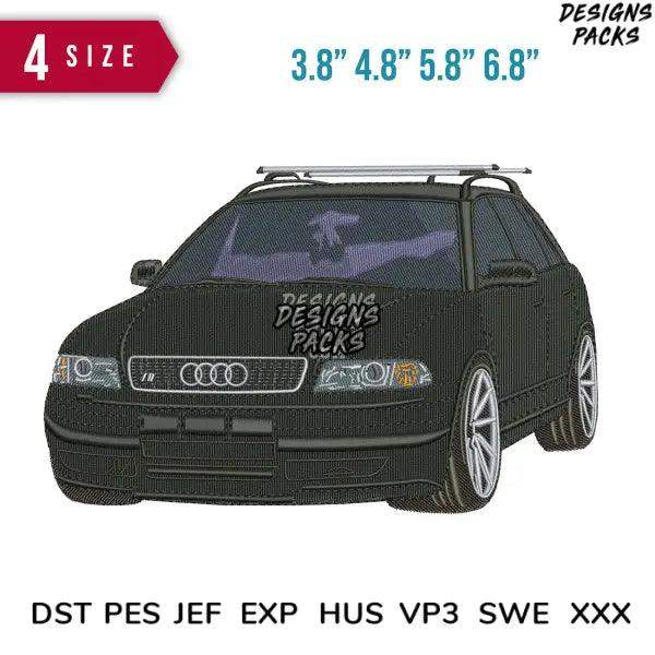Audy car black Embroidery Design  3.8" 4.8" 5.8" 6.8"
