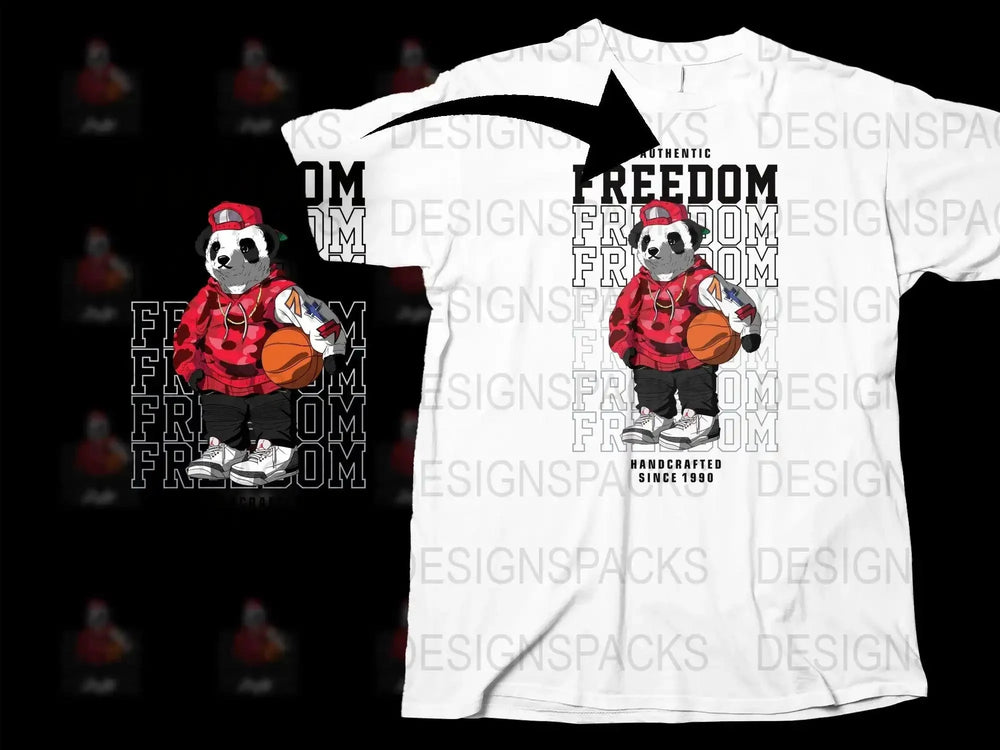 Authentic Freedom Panda Basketball Handcrafted Png Digital Download