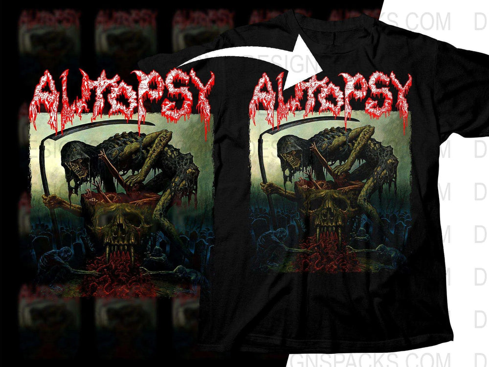 Autopsy Rock Horror Art With Dripping Red Text Png Halftone Digital Download