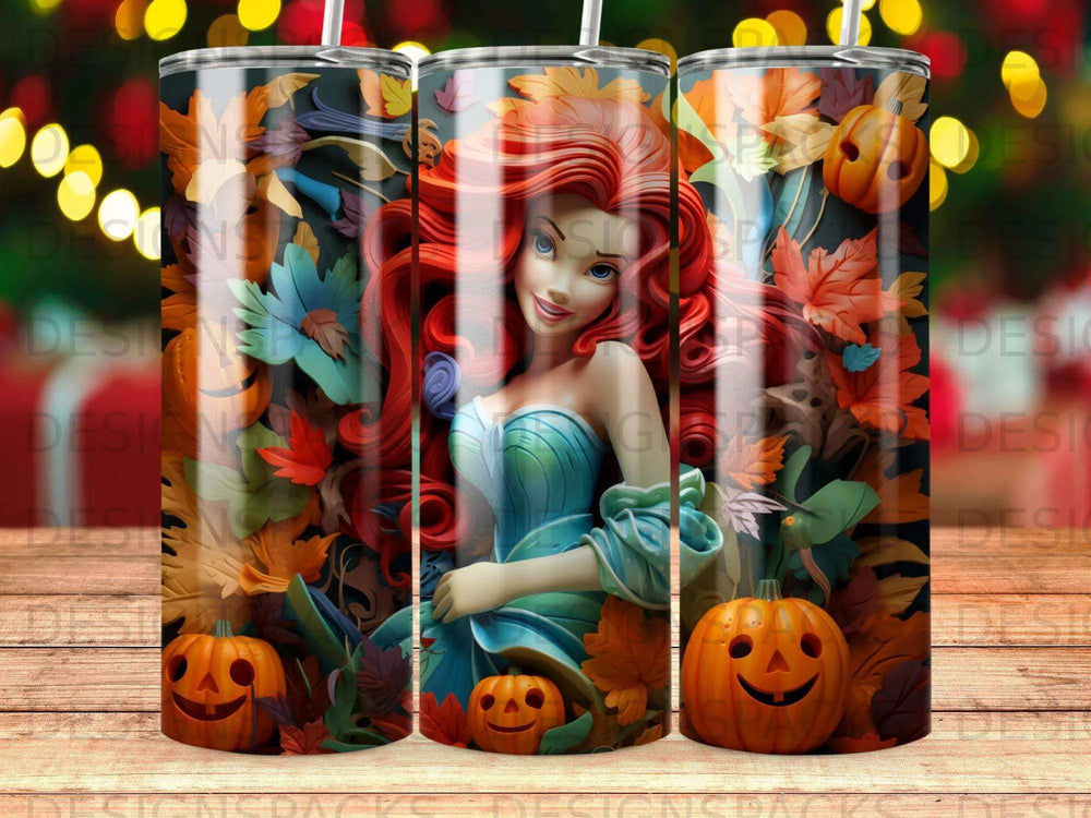 Autumn Enchantment Princess Tumbler Digital Wrap Design