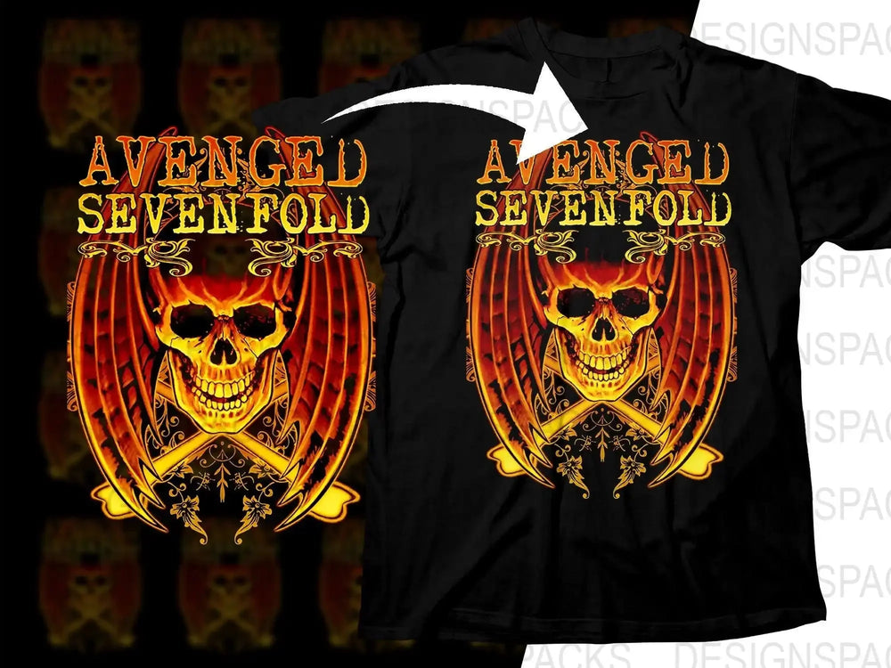 Avenged Sevenfold Graphic Skull Wings Music Band Design Png Halftone Digital Download