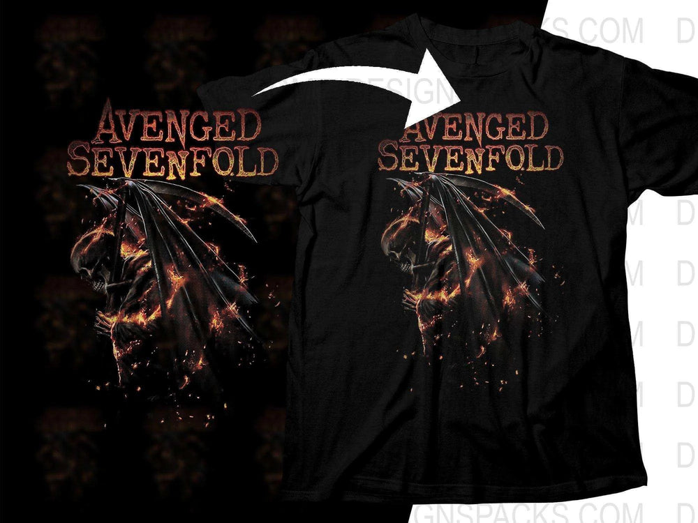 Avenged Sevenfold Skull And Flames Rock Png Halftone Digital Download
