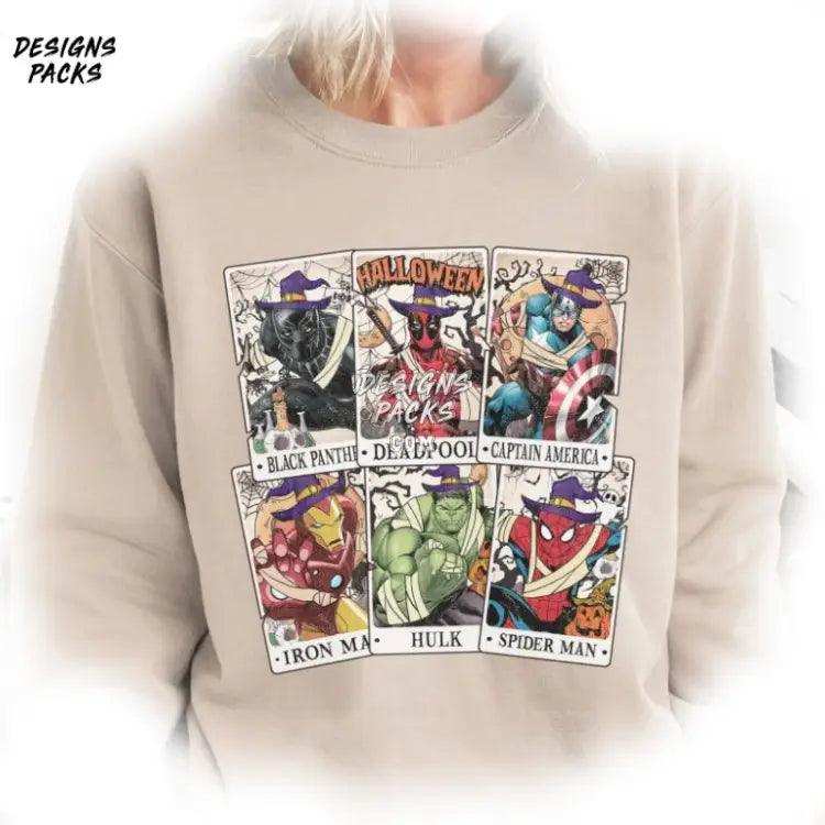 Avengers Assemble Halloween Sh Spiderman Superhero Tarot Card Png Design