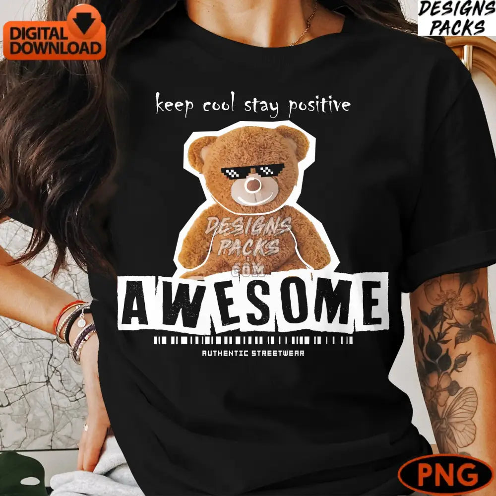 Awesome Teddy Bear Digital Art Cute Brown Png Instant Download