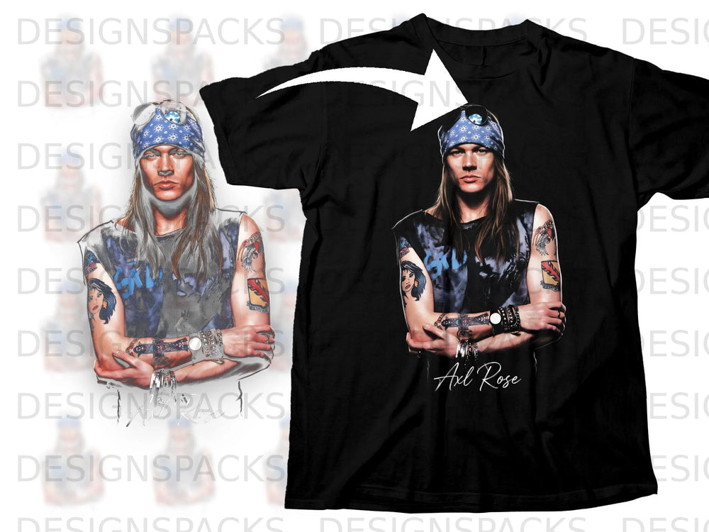 Black t-shirt with Axl Rose graphic and signature.