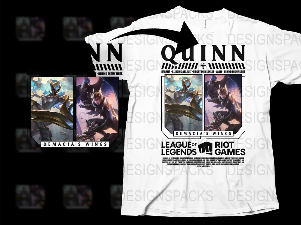 League of Legends Quinn T-Shirt, Demacia's Wings Graphic Tee, Riot Games Merchandise, Unisex Gaming Apparel
