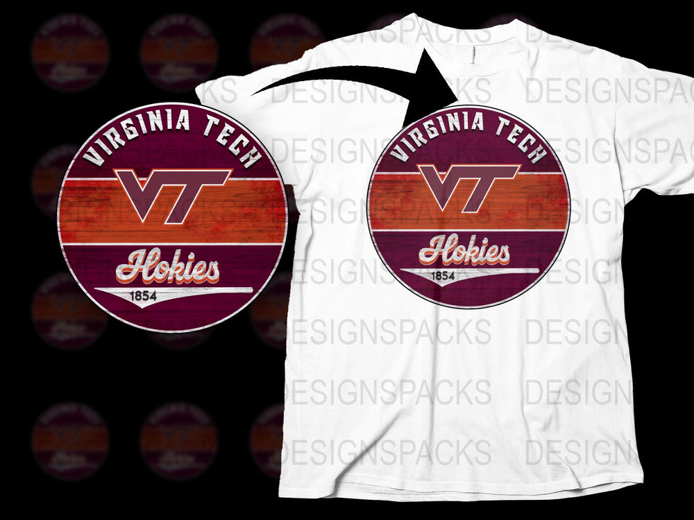 Virginia Tech Hokies T-Shirt Vintage Logo Design Maroon and White Sports Tee
