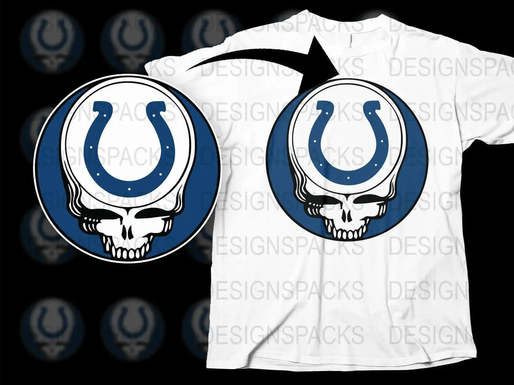 Blue and White Skull Graphic T-Shirt, Unique Men's Fashion Tee, Cool Skull Emblem Shirt