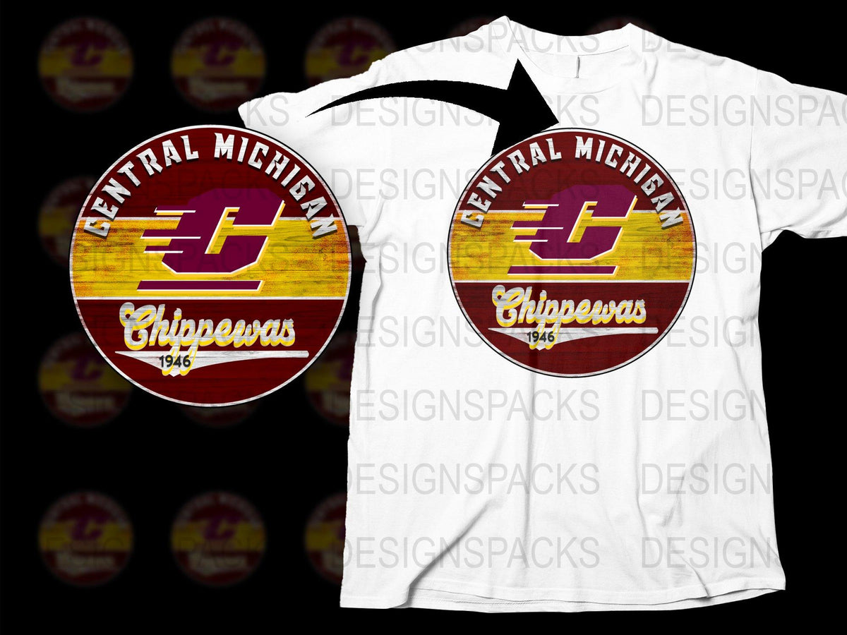 Central Michigan Chippewas T-Shirt 1946 Logo, Vintage College Apparel, Sportswear, Unisex Graphic Tee