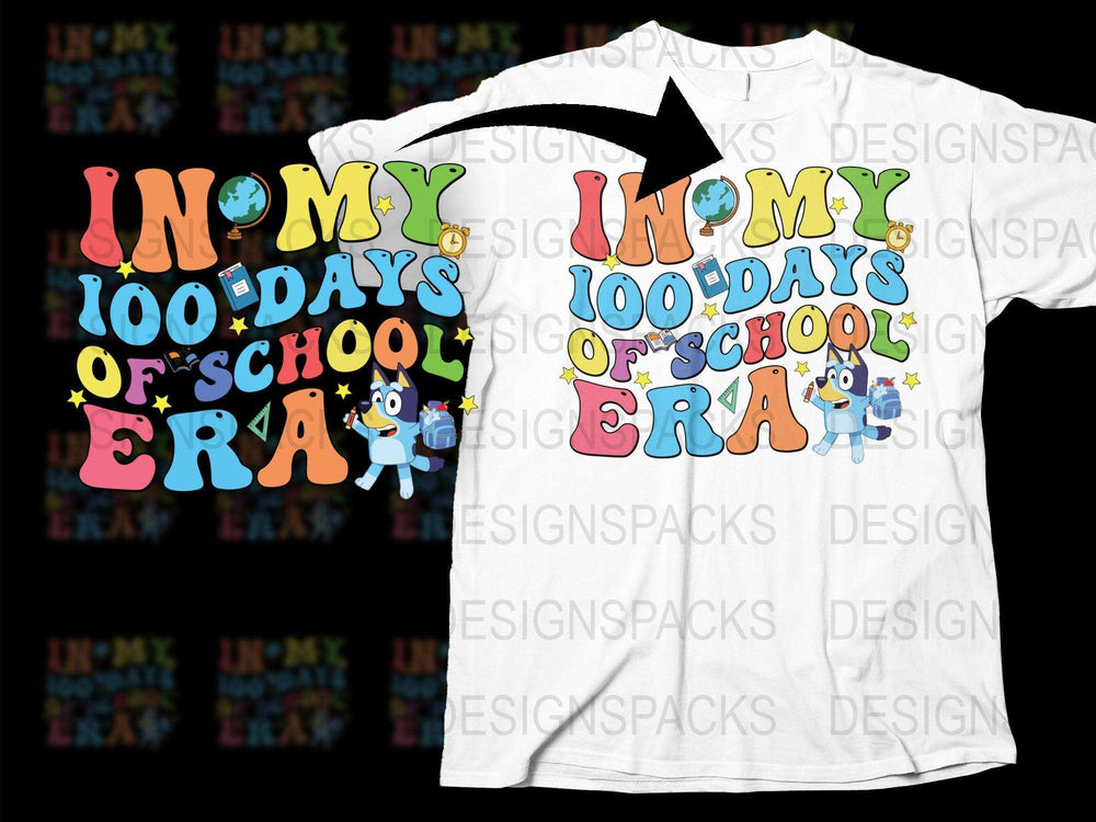 Colorful Kids 100 Days of School T-Shirt, Custom Name and Characters, Unisex Children's Clothing, Educational Graphic Tee