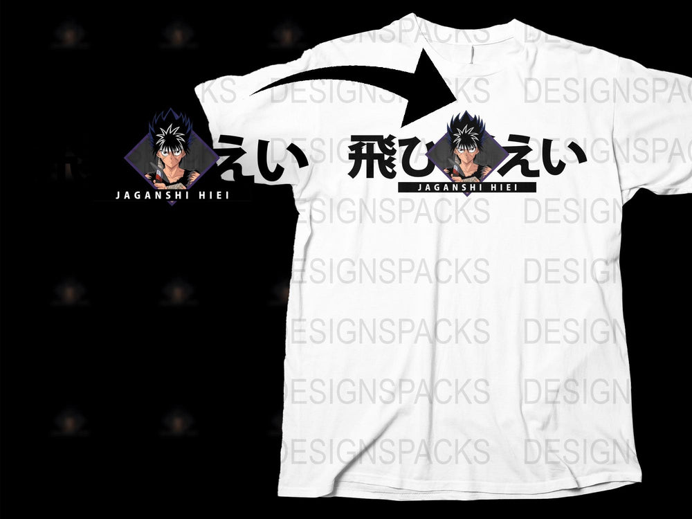 Anime Inspired T-Shirt, Jaganshi Hiei Graphic Tee, Unisex Manga White Shirt, Cool Character Design, Casual Fashion Wear