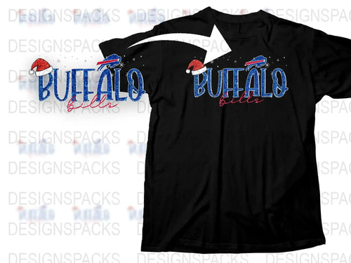 Buffalo New York T-Shirt, Vintage Sports Style Tee, Santa Hat Graphic, Holiday Gift Idea