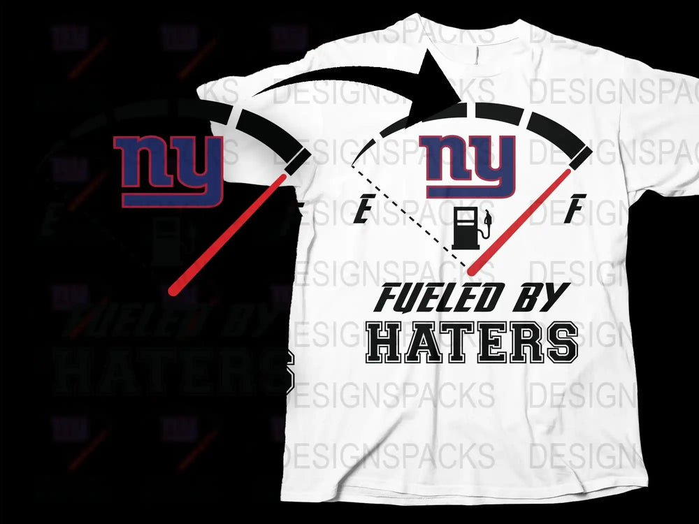 Fueled By Haters NY Sports Fan T-Shirt, Black and White Graphic Tee, Unique Sports Apparel, Casual Streetwear