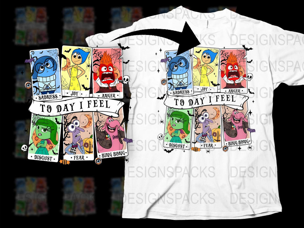 Colorful Emotion Cartoon Characters T-Shirt, Unisex Adult and Kids Sizes, Fun Graphic Tee