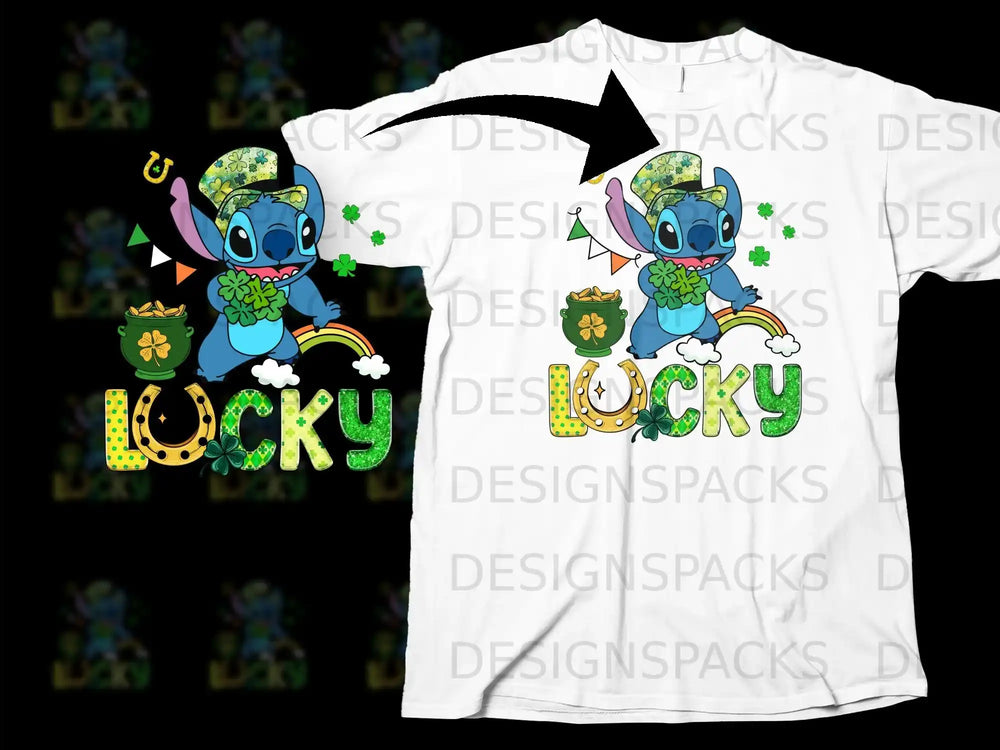 Stitch Lucky Leprechaun Shamrocks Rainbow Pot Gold product type