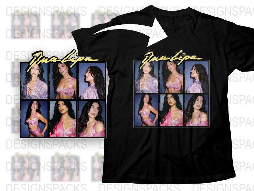 Dua Lipa Collage Graphic T-Shirt, Pop Music Fan Tee, Trendy Celebrity Fashion, Gift Idea