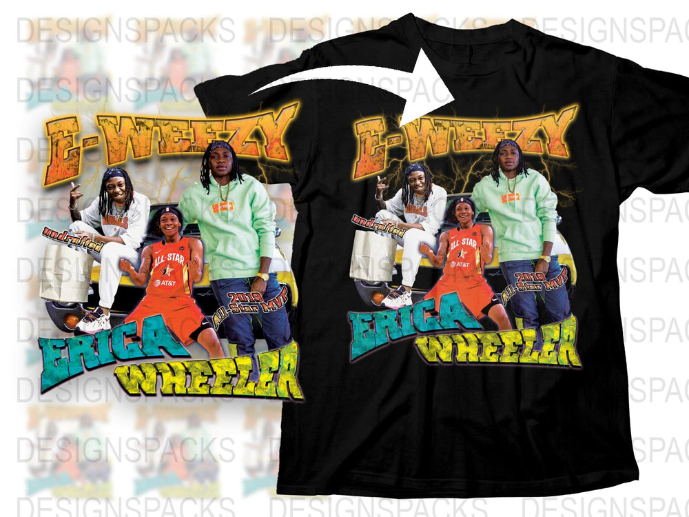 Erica Wheeler Graphic T-Shirt, Bold Colors, Urban Basketball Fashion, Unisex Casual Wear
