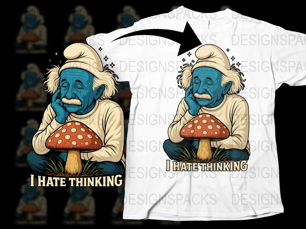 Funny Thinking Gnome T-Shirt, Cute Cartoon Graphic Tee, Mushroom Fantasy Apparel, Unisex Casual Wear