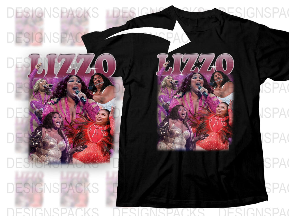 Lizzo Concert T-Shirt, Music Fan Gift, Pop Graphic Tee, Women's Trendy Tops, Multiple Images, Vibrant Colors